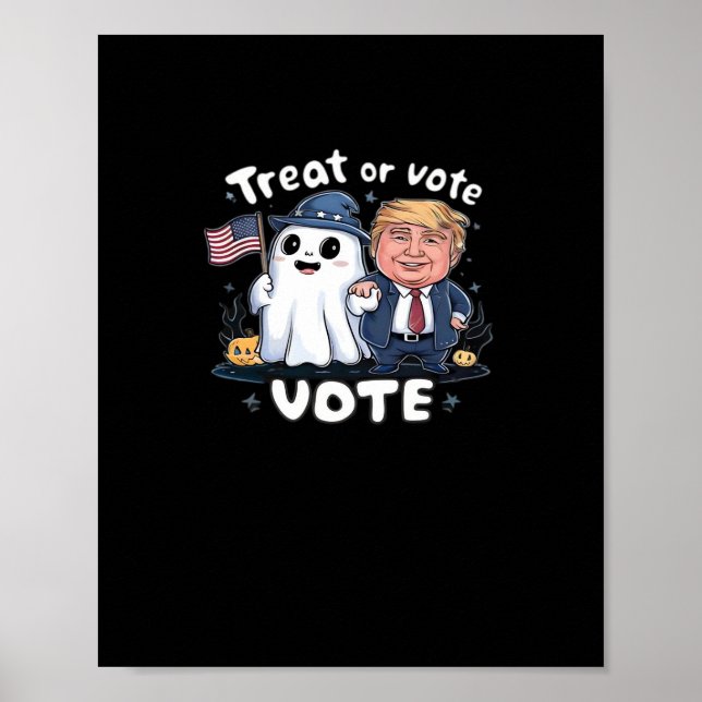 Poster Tratar Ou Votar, Trumpkin Louco, Gráfico De Hallow (Frente)