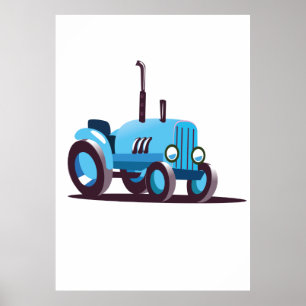 Poster Trator azul-cúmulo