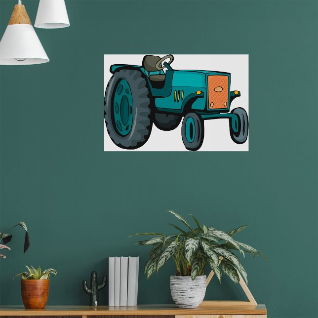 Poster Trator Azul Vintage Vida na Fazenda (Criador carregado)