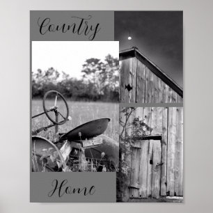 Poster Trator Barn Collage do "Country Home"