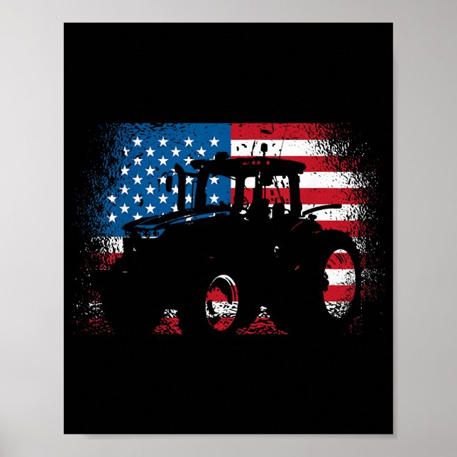Poster Trator USA Flag design for Patriotic Farmer (Frente)