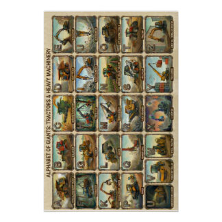 Pôster Tratores A-Z e Equipamentos Pesados Alfabeto