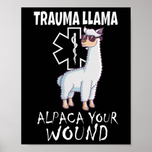 Poster Trauma Llama Emt Design Médico Ems Alpaca Sua Mulh