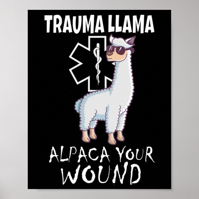 Poster Trauma Llama Emt Design Médico Ems Alpaca Sua Mulh (Frente)