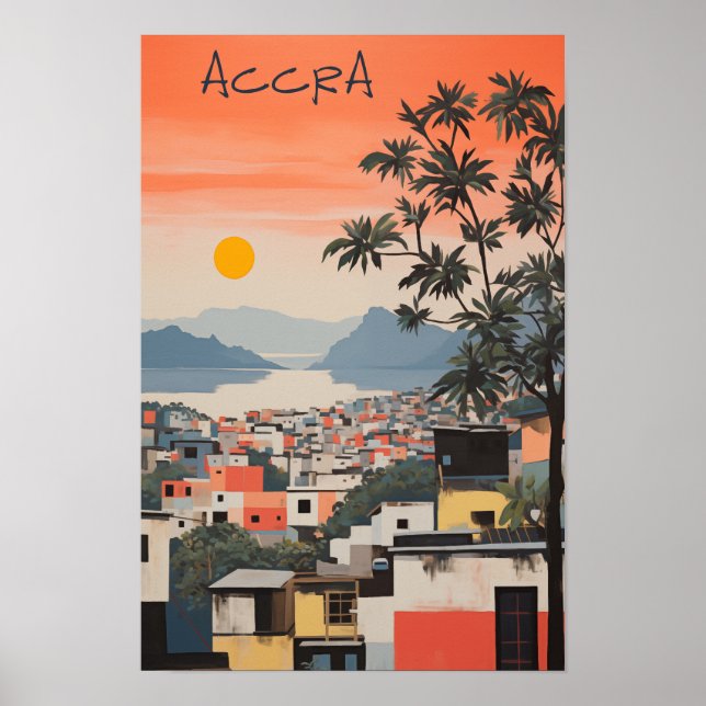 Poster Travel Aesthetic Painting City Accra Ghana (Frente)