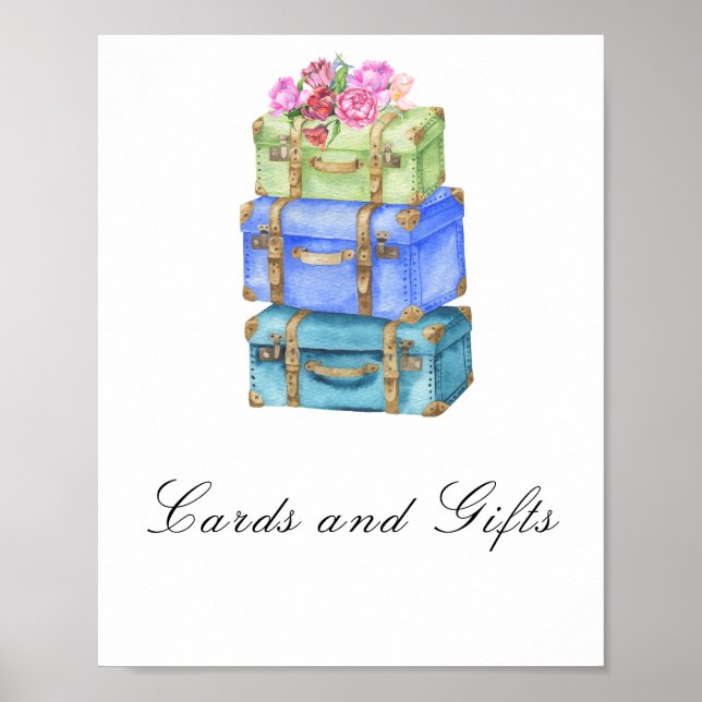 Poster Travel bags bridal shower Cards and Gifts (Frente)