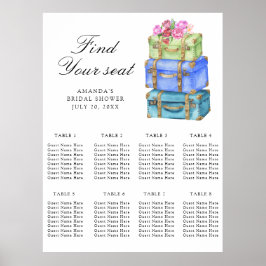 Poster Travel Bridal shower Wedding seating chart