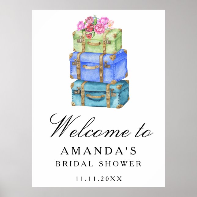 Poster Travel bridal shower welcome sign (Frente)
