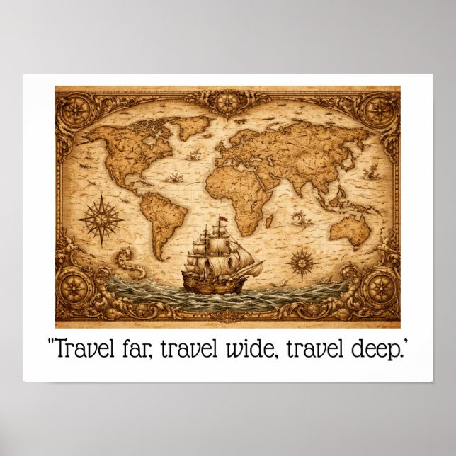 Poster  "Travel far, travel wide, travel deep.. (Frente)