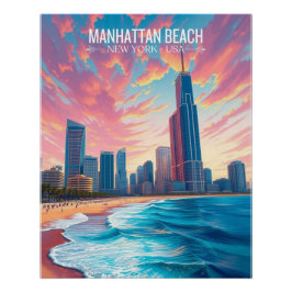 Pôster Travel Poster | Manhattan Beach Wallart Home Deco