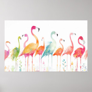 Poster Travesseiro de Aves Flamingo Whimsical