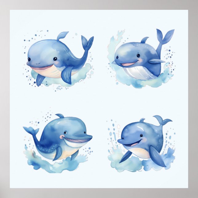 Poster Travesseiro decorativo de baleia (Frente)