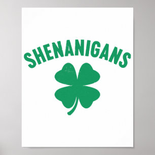 Poster Travessuras Shamrock Dia de São Patrício Retro