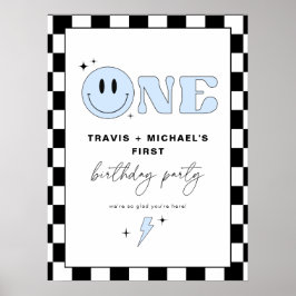 Poster TRAVIS Blue Smile Face Two Boy Birday Bem-vindo
