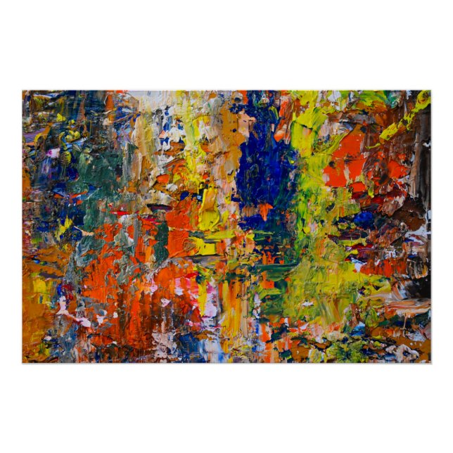 Pôster Trazos de Cores Abstratas da Paleta do Artista (Frente)