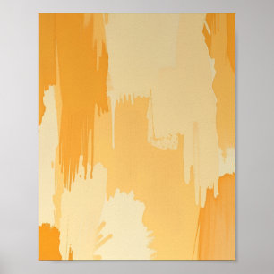 Poster Trazos de tinta amarelo e creme abstratos