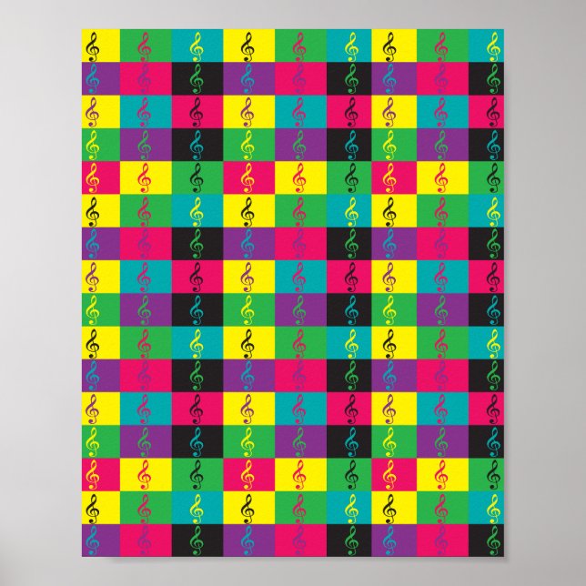 Poster Treble Clef Music Colorful (Frente)
