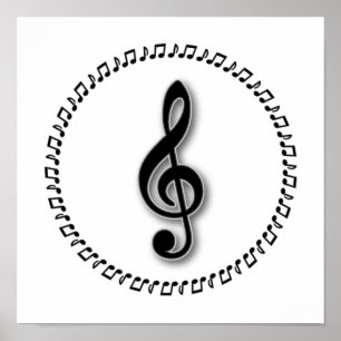 Pôster Treble Clef Music Note Design