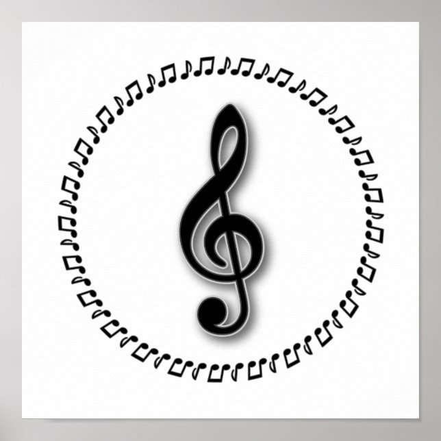 Pôster Treble Clef Music Note Design (Frente)