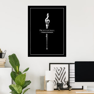 Poster Treblemaker Música Engraçada Pun Clássico Negro G-