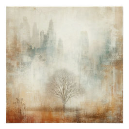 Pôster Tree In A City Scape Old Photo Graphic Design