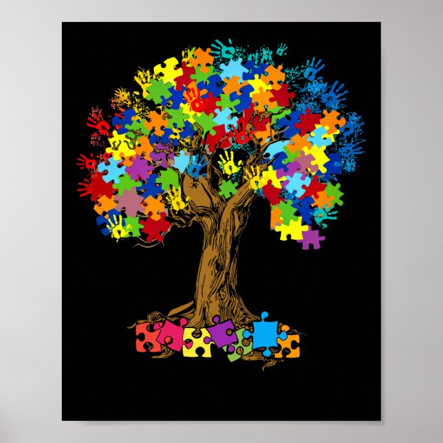 Poster Tree Of Autism Awareness Month ASD Supporter (Frente)