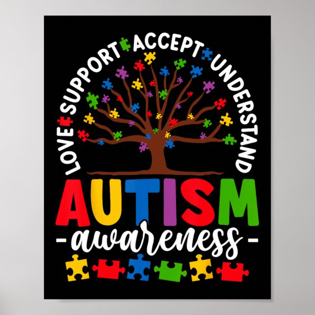 Poster Tree Of Life Autism Awareness Love Accept Support  (Frente)