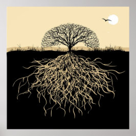 Poster Tree of Life Roots Spiritual Nature Minimalist