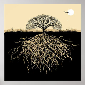Poster Tree of Life Roots Spiritual Nature Minimalist