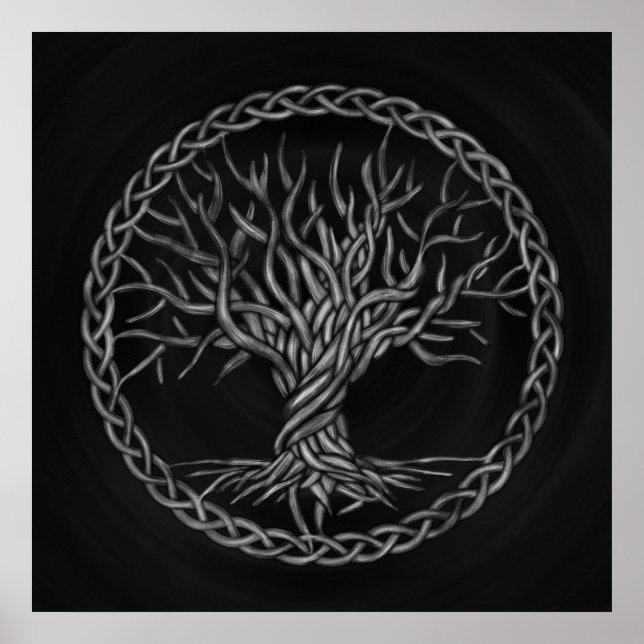 Poster Tree of life -Yggdrasil -grayscale (Frente)