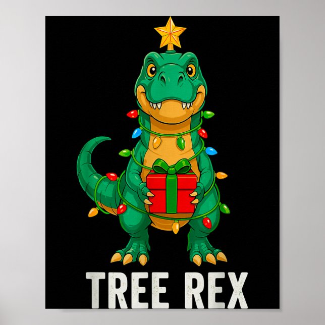 Poster Tree Rex Funny Dinosaur Christmas  (Frente)