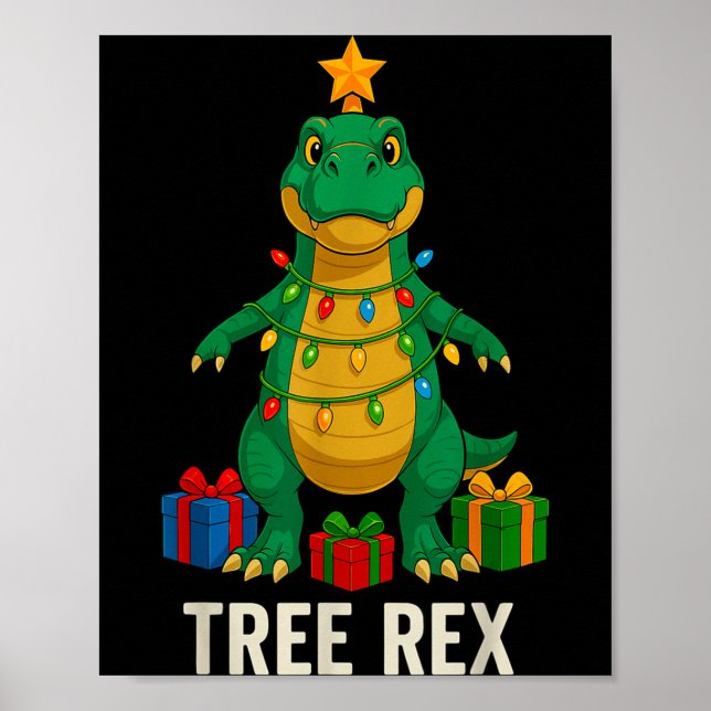 Poster Tree Rex Funny Dinosaur Christmas  (Frente)