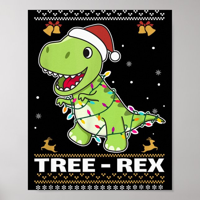 Poster Tree Rex Funny Tyrannosaurus Rex Christmas Pun  (Frente)