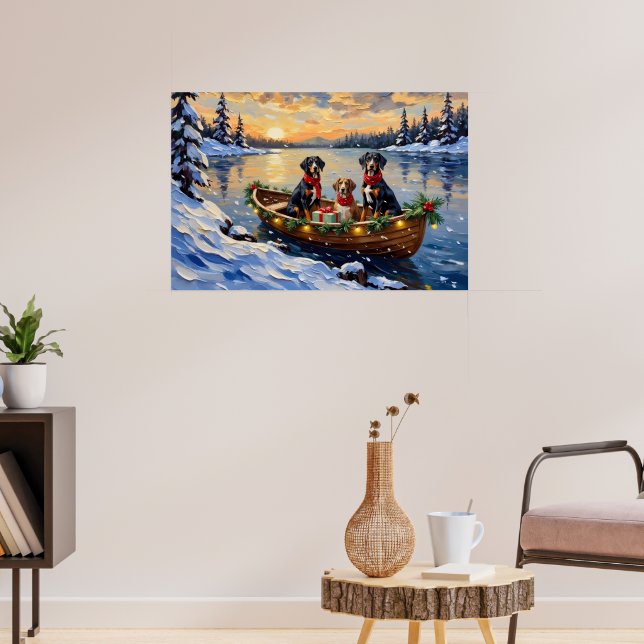 Poster Treeing Walker Coonhound Christmas Boat Holiday (Sala de Estar 3)