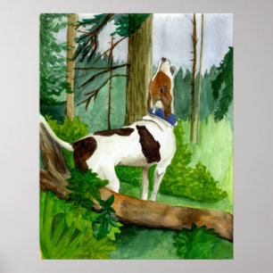 Pôster Treeing Walker Coonhound Dog Portrait