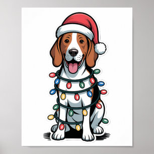 Poster Treeing Walker Coonhound Envolvido Em Luzes De Nat