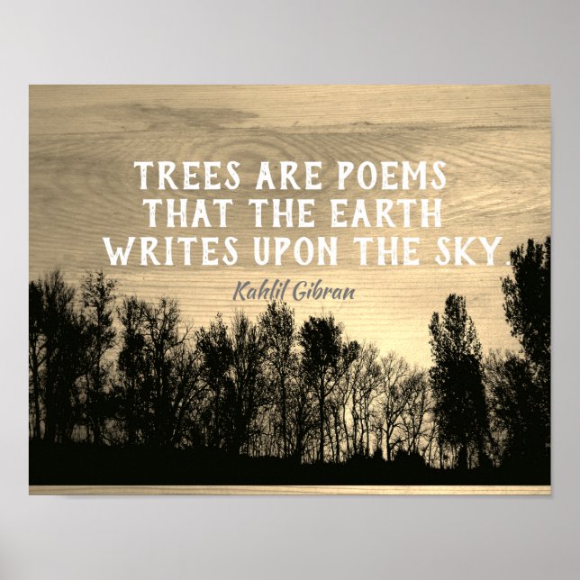 Poster Trees Art Poems literário Kahlil Gibraltar cita se (Frente)
