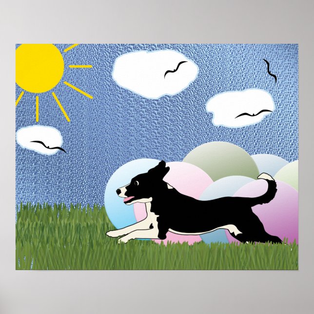 Poster Treibball - Cartoon Happy Dog and Balls v4 (Frente)