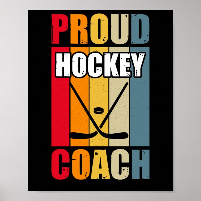 Poster Treinador Colorido de Hockey (Frente)