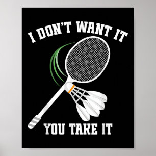 Poster Treinador de Badminton Sem Choro Peteca Jogador de