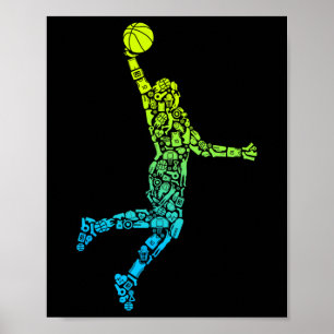 Poster Treinador de basquete Dunking Kids Men Basball