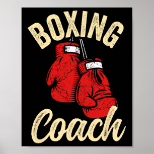 Poster Treinador de Boxe Legal Luvas Vermelhas Kickboxing