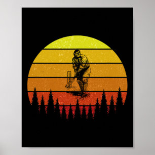 Poster Treinador de Críquete Retro Vintage Pôr do Sol 80s