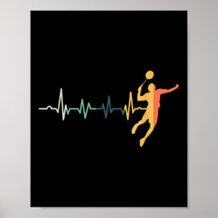 Poster Treinador de Peteca de Badminton Retro Heartbeat R
