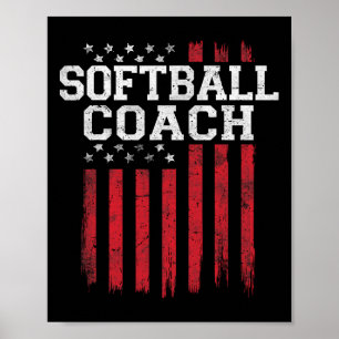 Poster Treinador Softball Ortoputo Americano Flag Usa Pat