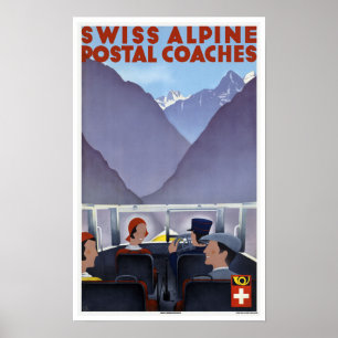 Pôster Treinadores postais alpinos suíços - viagens