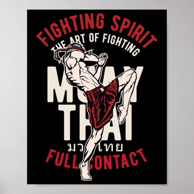 Poster Treinamento de luta de boxe tailandesa vintage (Frente)
