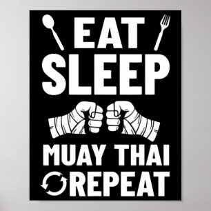 Poster Treinamento de Muay Thai Lutador Kickboxing Inicia