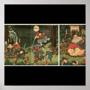 Pôster Treinamento do samurai com Tengu, cerca de 1859