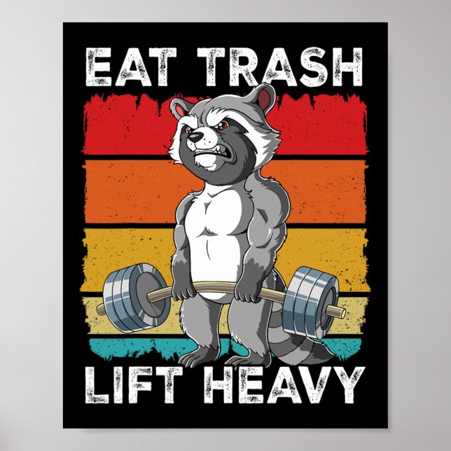 Poster Treinamento em Peso de Gym Raccoon Comer Lixo 1 (Frente)